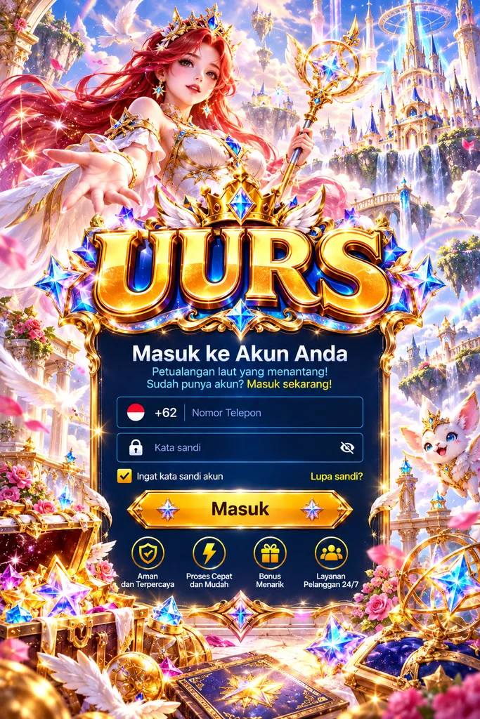 UURS Login dengan tema Starlight Princess, putri fantasi, kristal bintang dan halaman masuk akun.